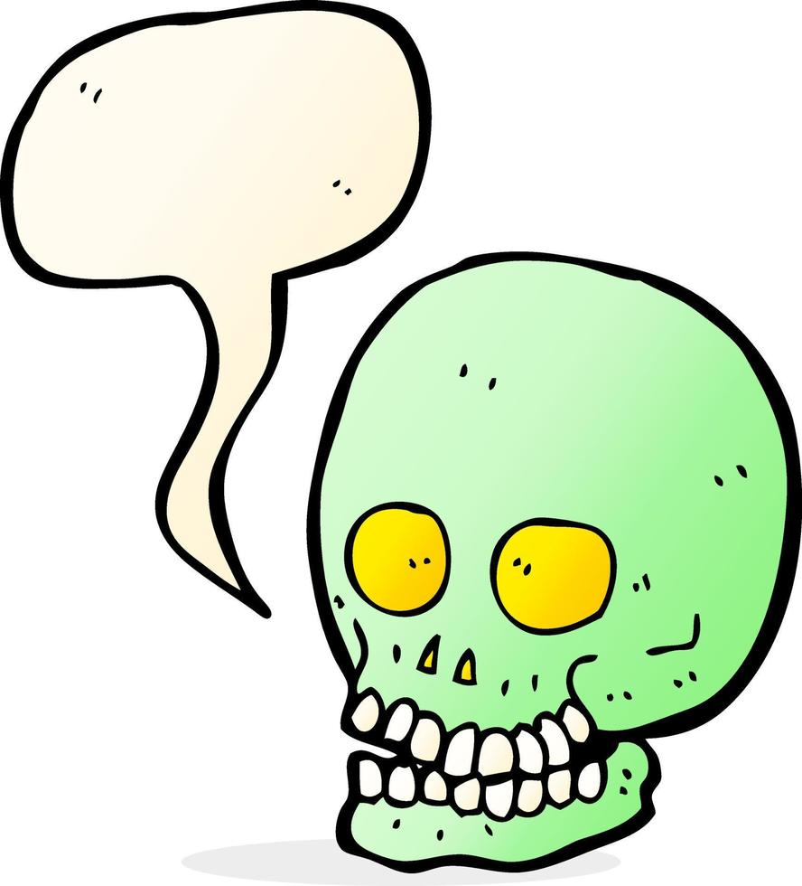 cartoon skull with speech bubble vector