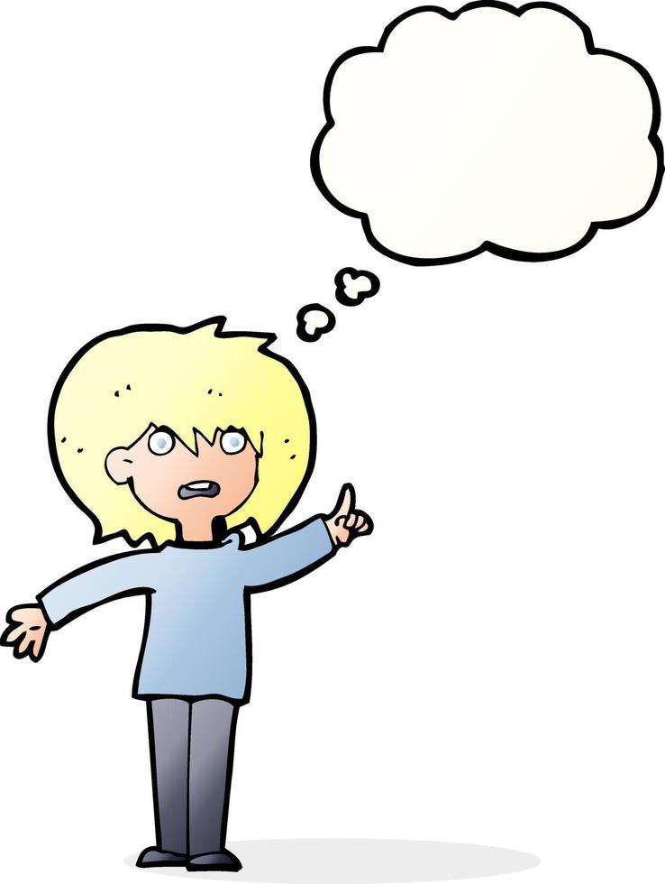 cartoon woman asking question with thought bubble vector