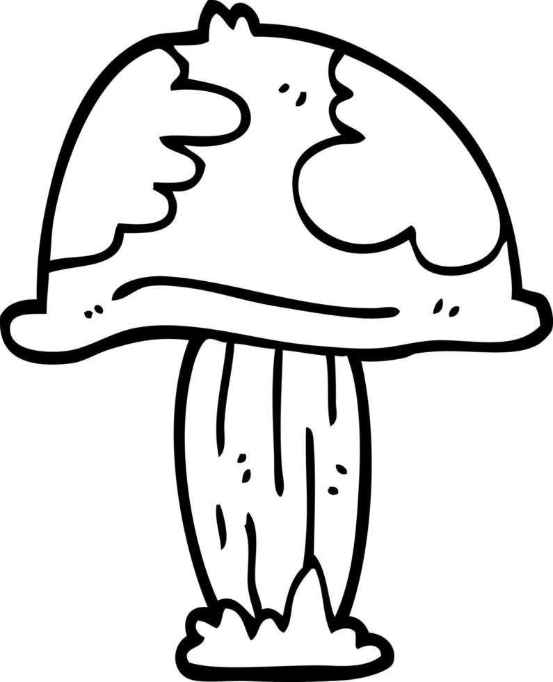 line drawing cartoon wild mushroom vector