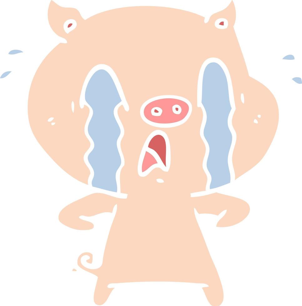 crying pig flat color style cartoon vector