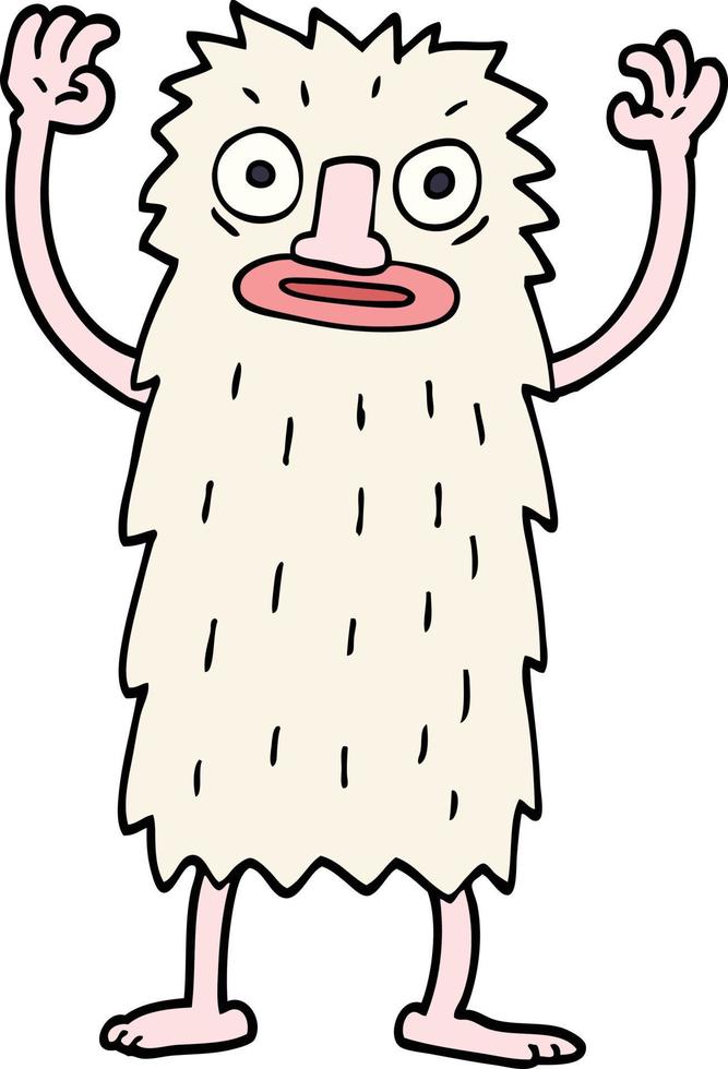 caricatura, garabato, yeti, monstruo vector