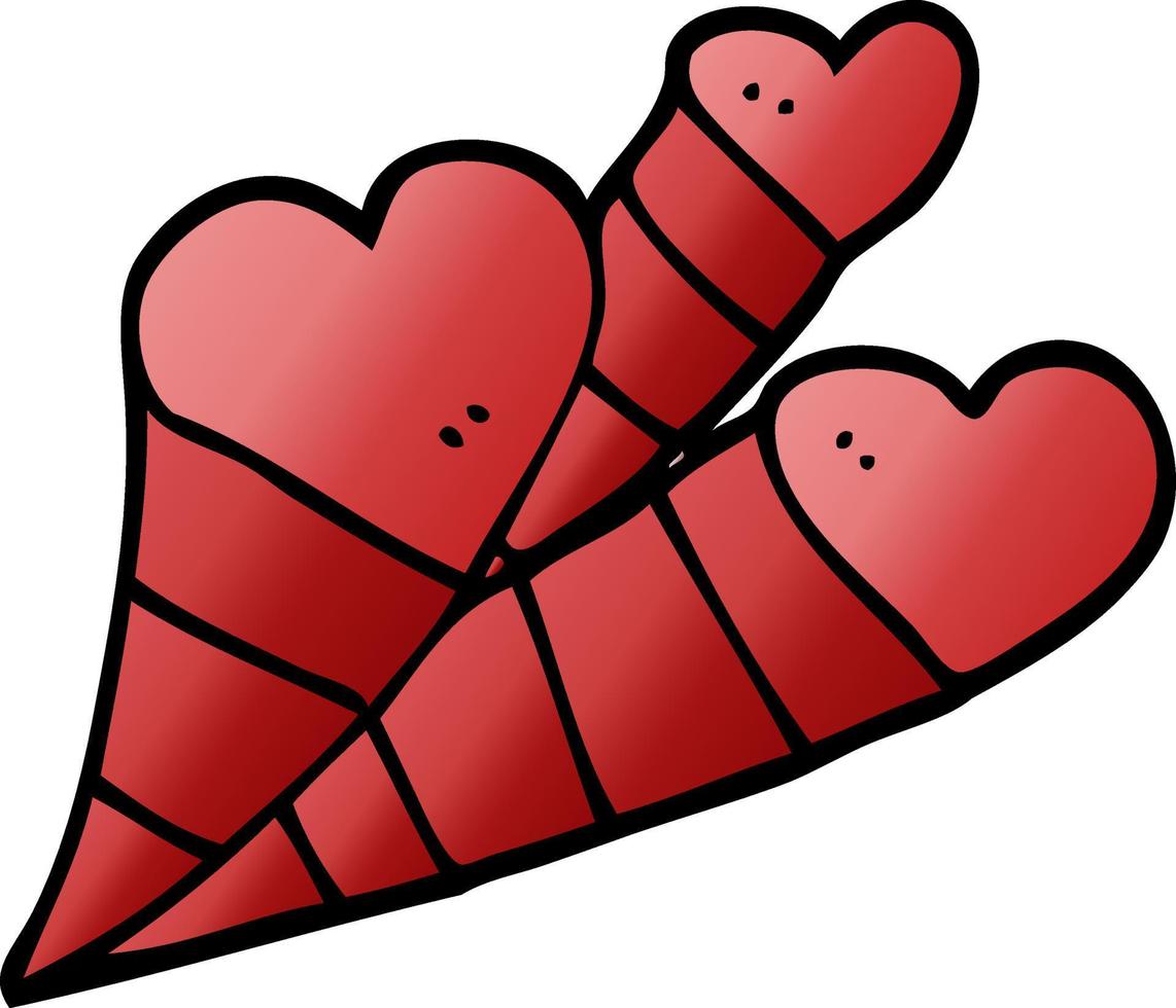 cartoon doodle love hearts vector