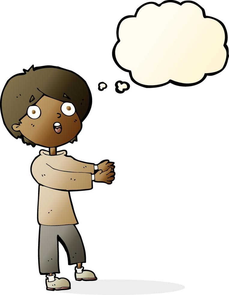 cartoon shocked boy with thought bubble vector