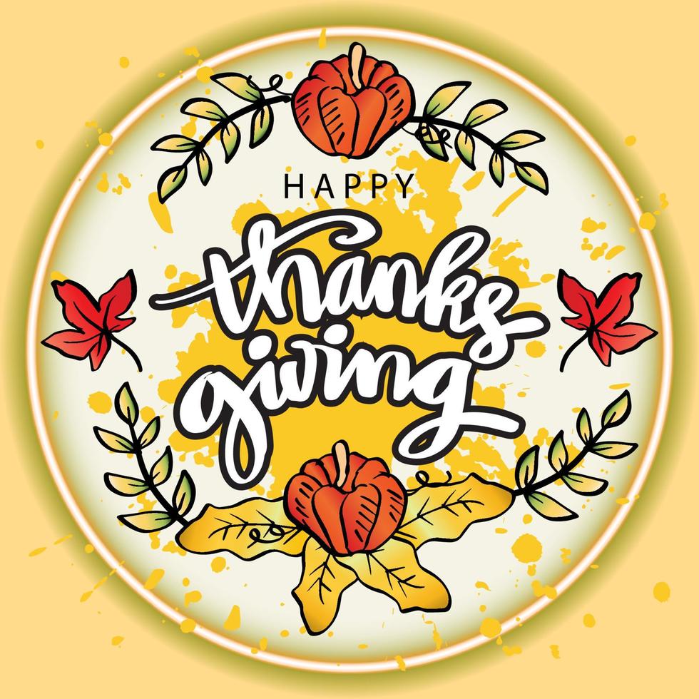 Happy thanksgiving hand lettering vector