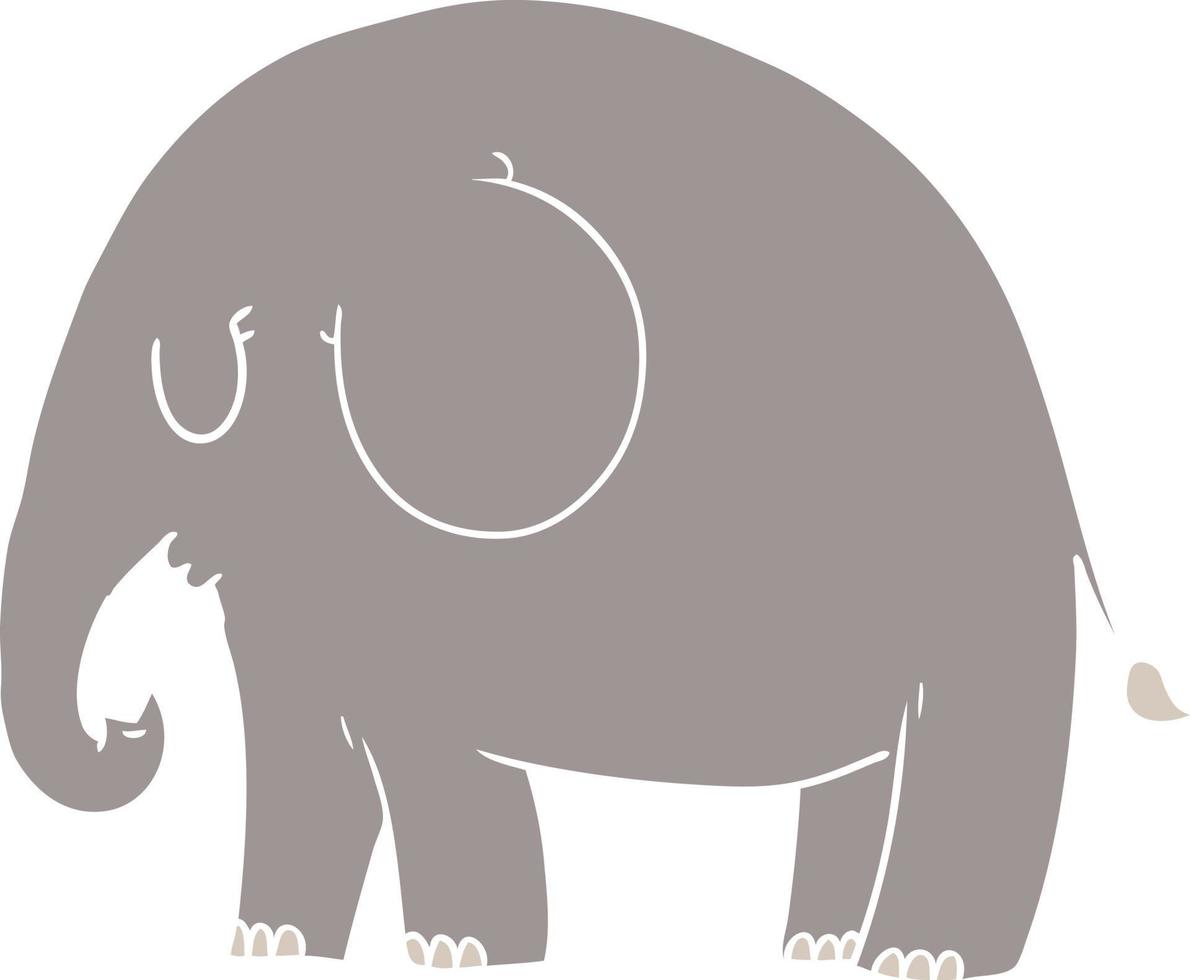 elefante de dibujos animados de estilo de color plano vector