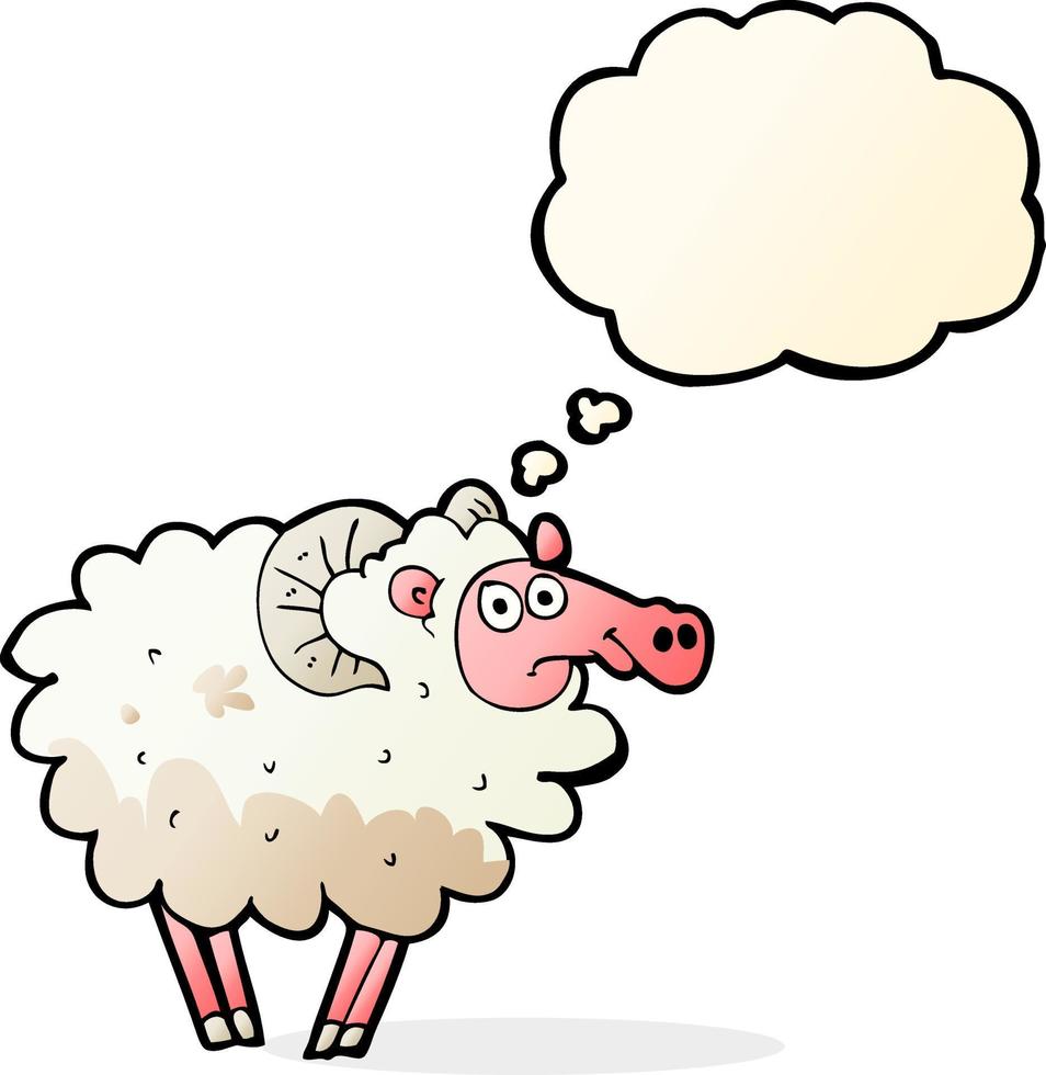 cartoon dirty sheep with thought bubble vector