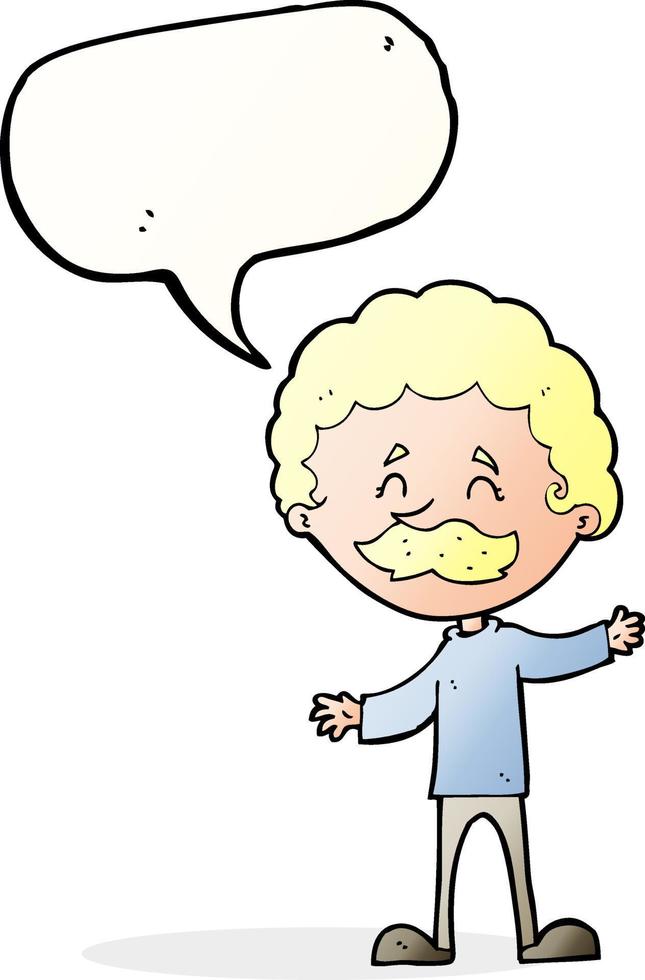 cartoon happy man with mustache with speech bubble vector