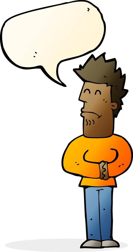 cartoon nervous man with speech bubble vector