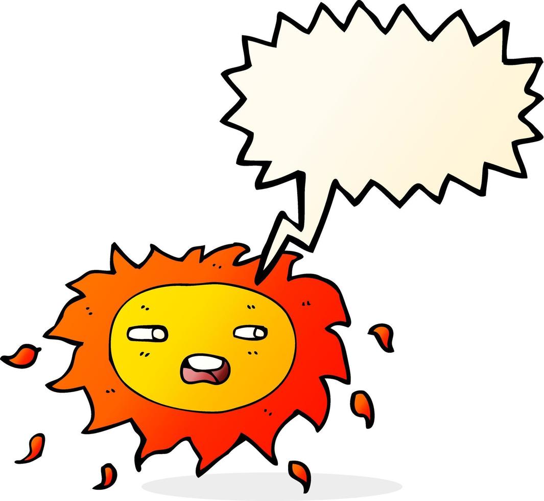 cartoon sad sun with speech bubble vector