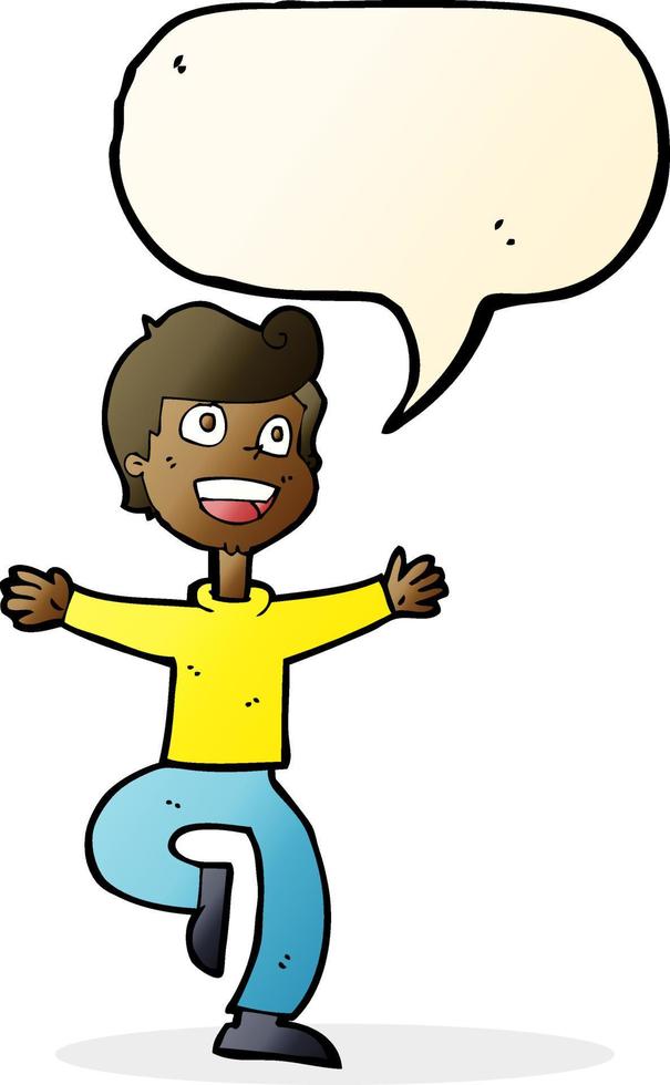 cartoon excited boy with speech bubble vector