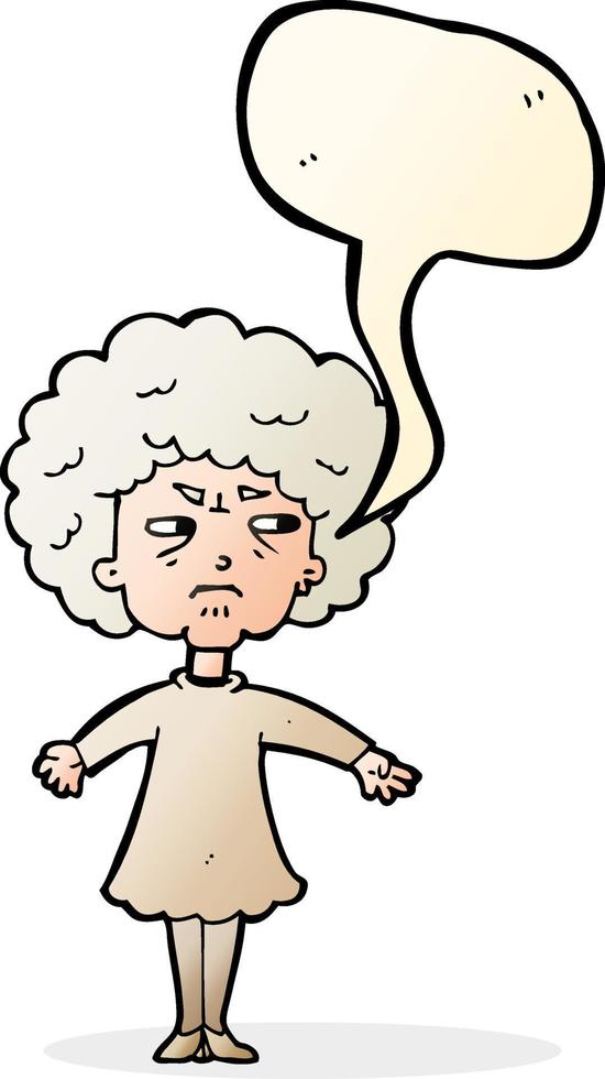 cartoon bitter old woman with speech bubble vector