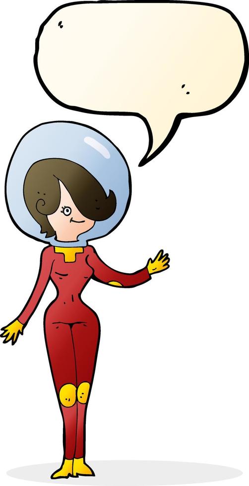 cartoon space woman with speech bubble vector