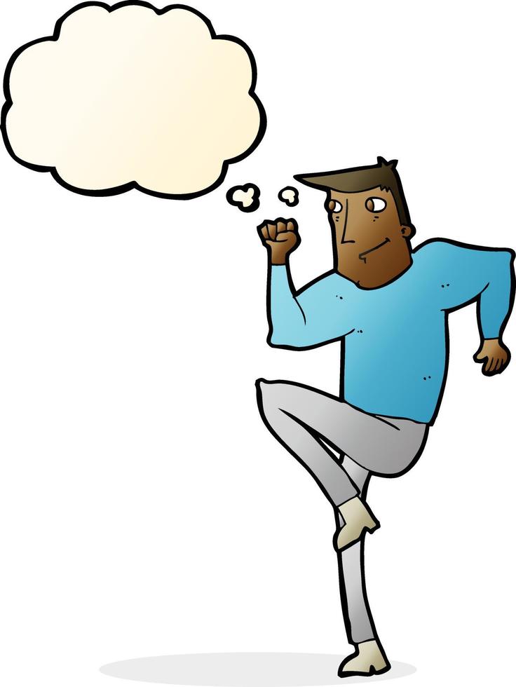 cartoon man jogging on spot with thought bubble vector