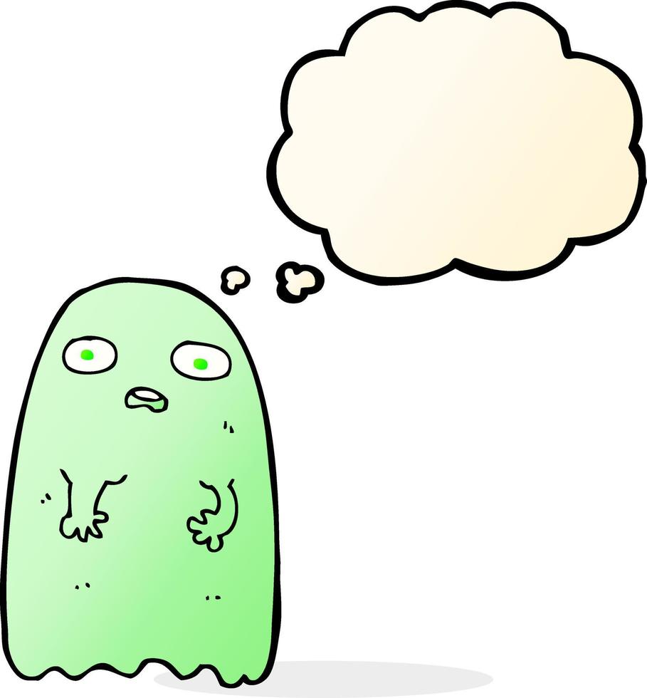 funny cartoon ghost with thought bubble vector
