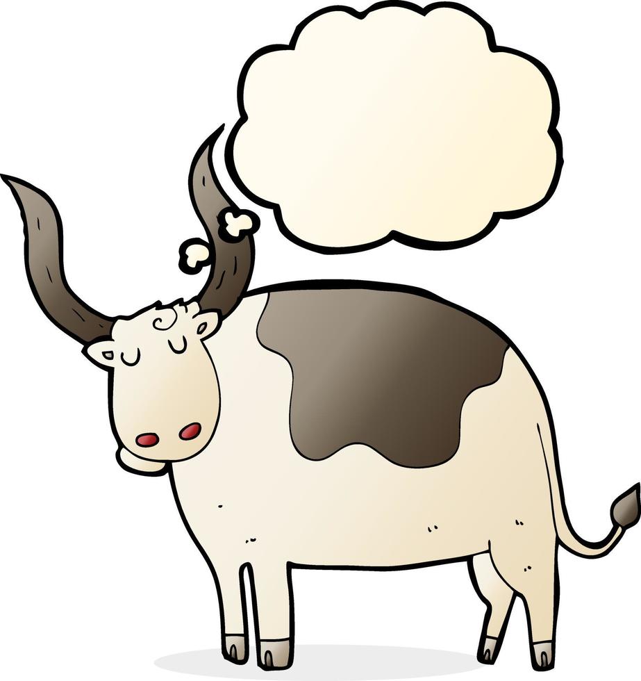 cartoon ox with thought bubble vector