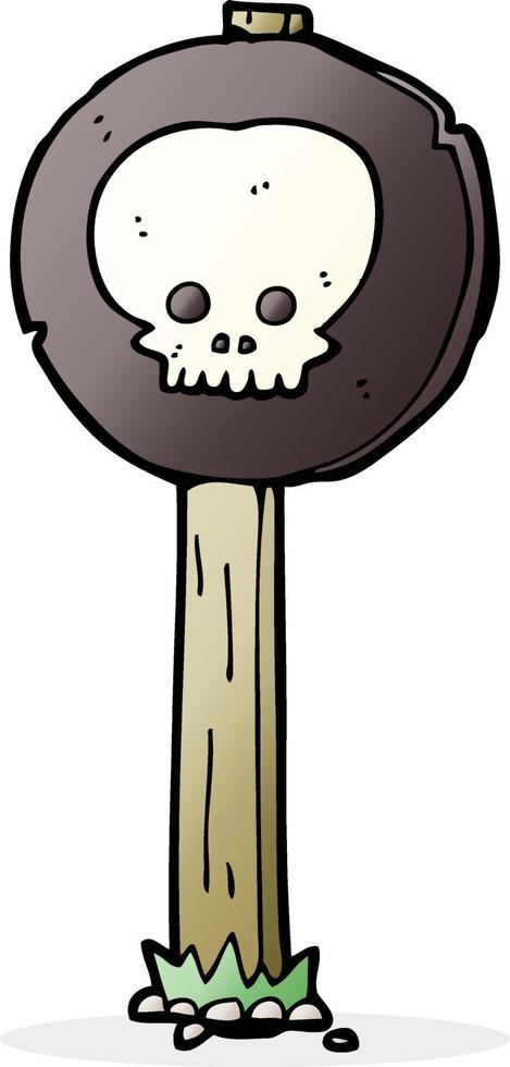 poste indicador de calavera espeluznante de dibujos animados vector