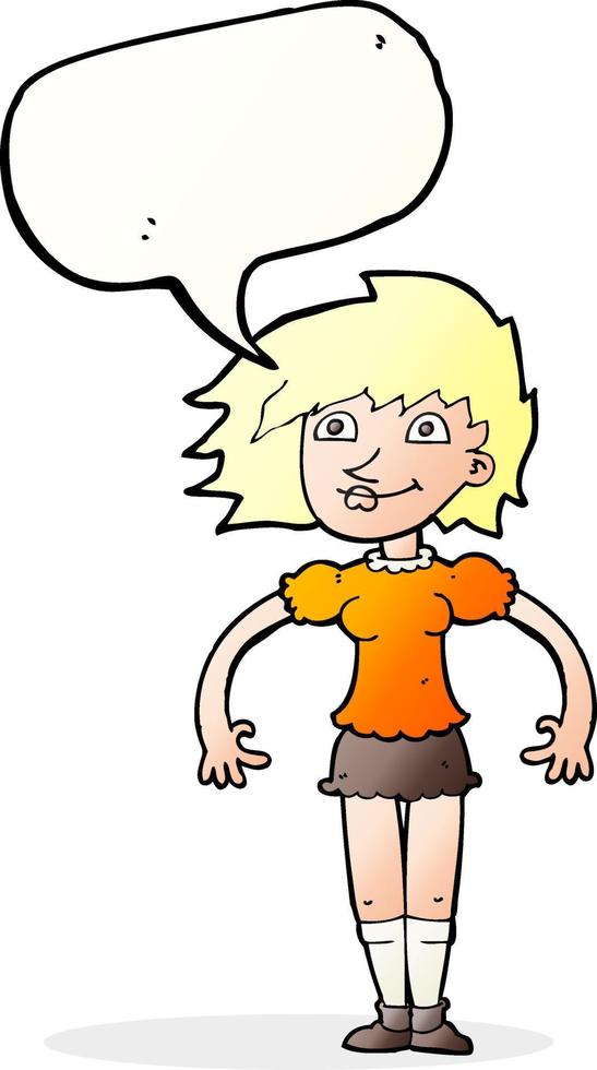 cartoon happy woman with speech bubble vector