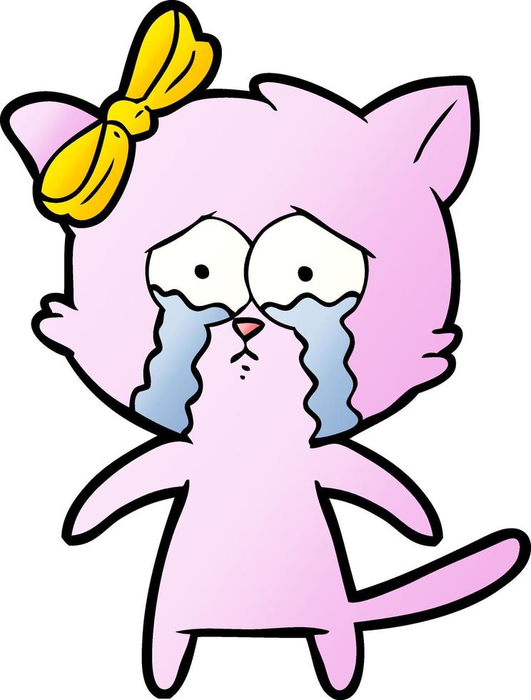 cartoon cat crying vector