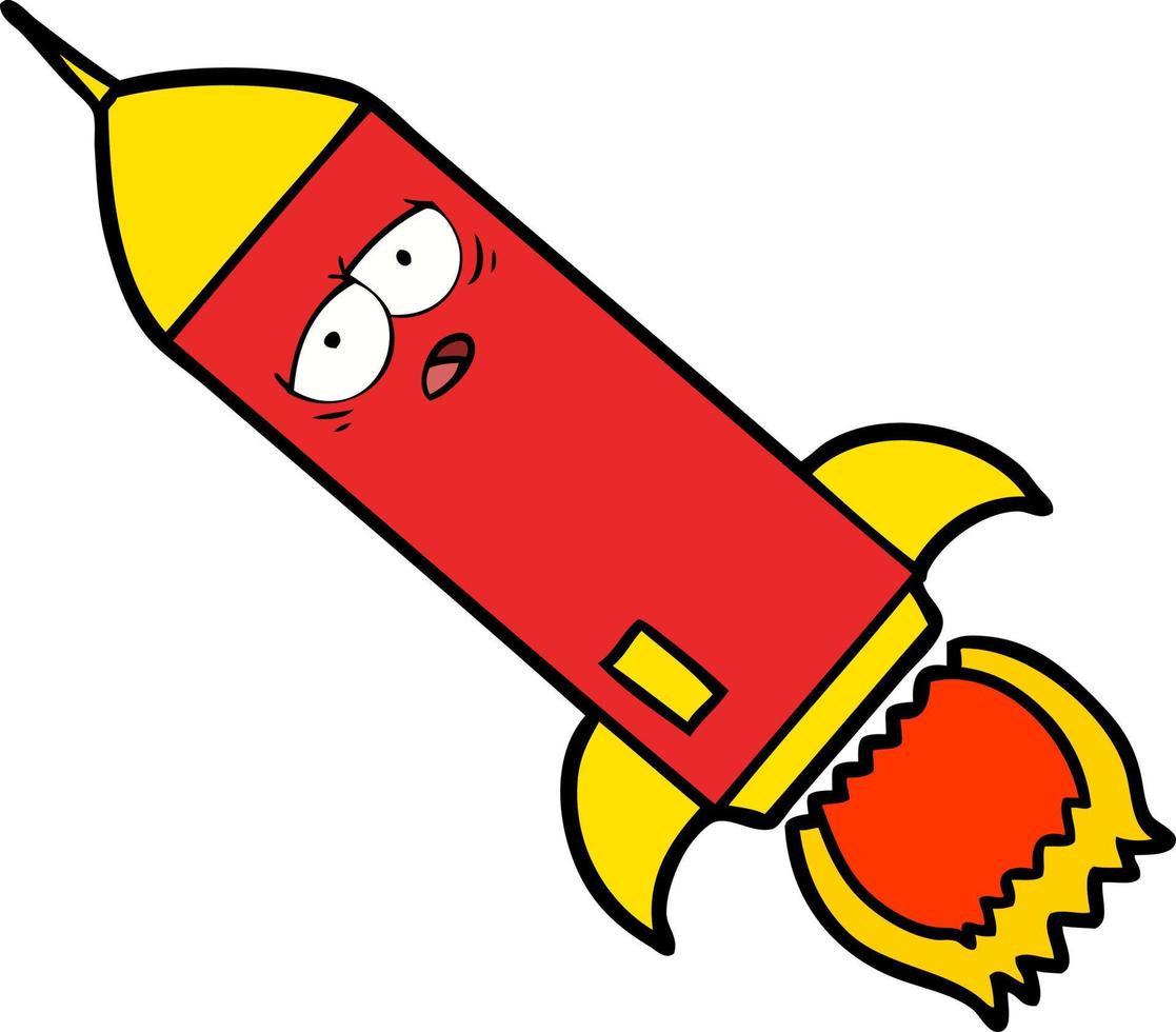 cartoon doodle character rocket vector