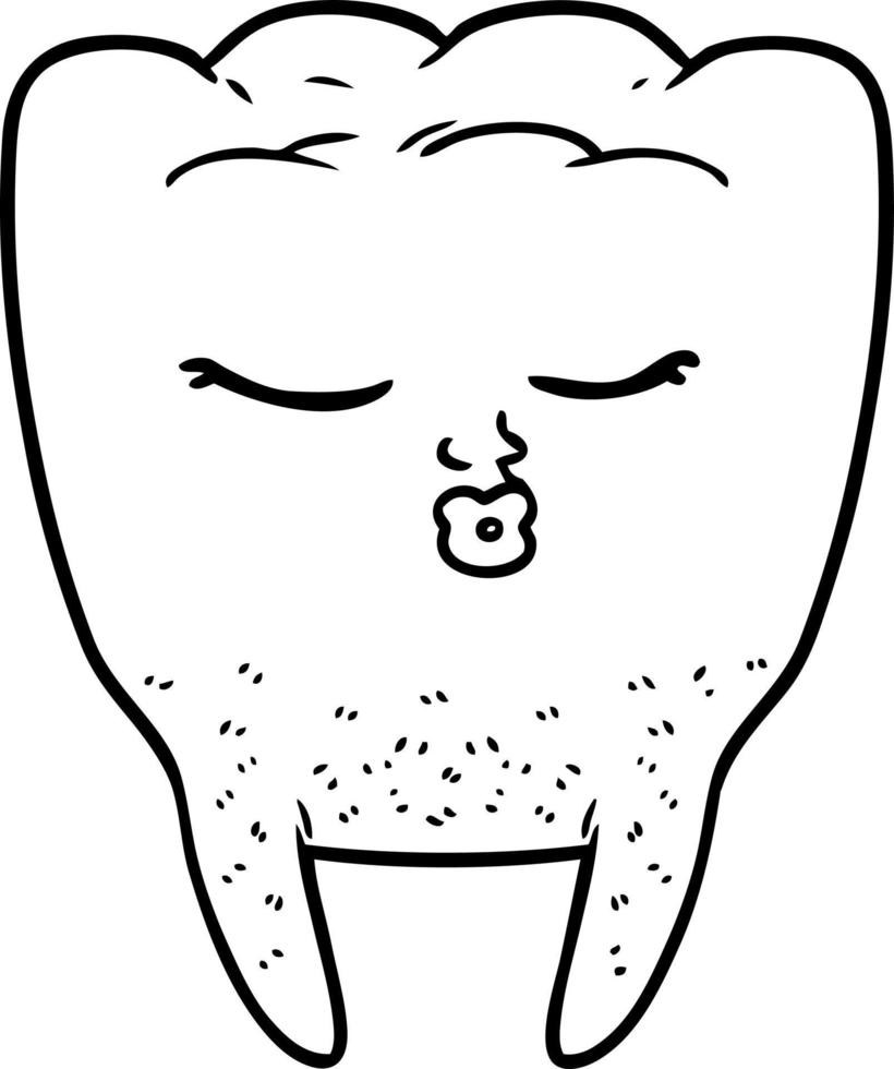diente de dibujo lineal de dibujos animados vector