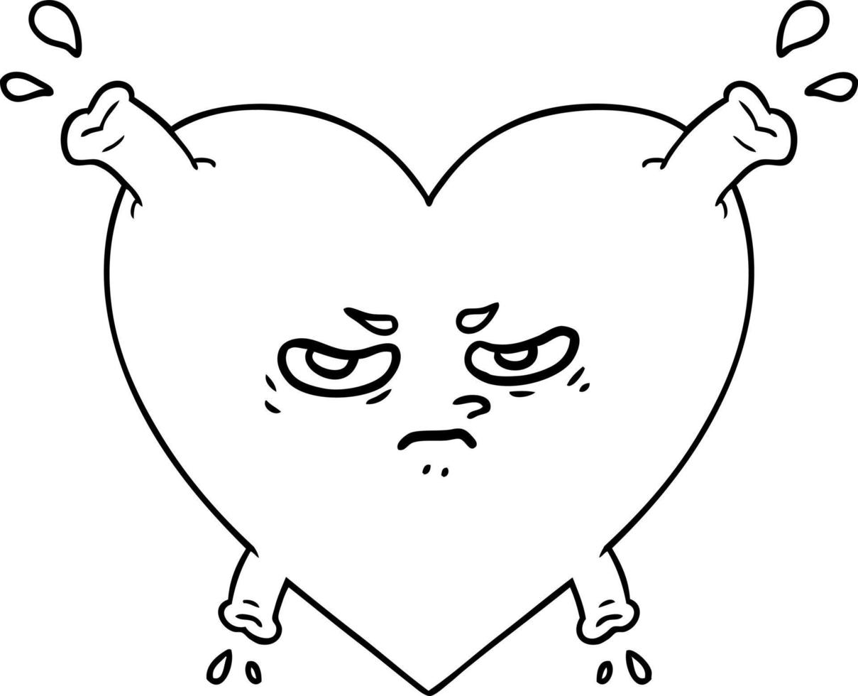 cartoon line drawing heart vector