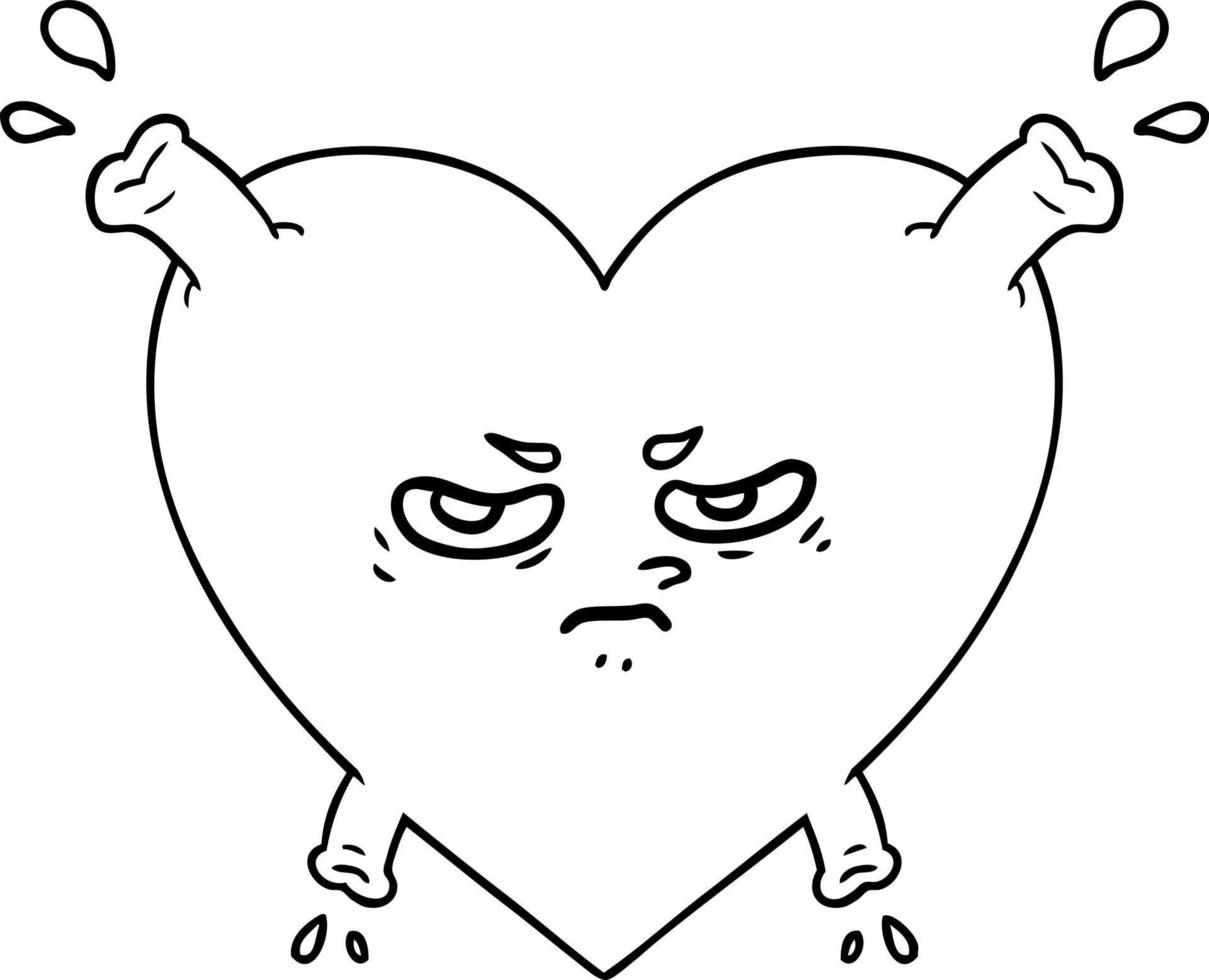 cartoon line drawing heart vector