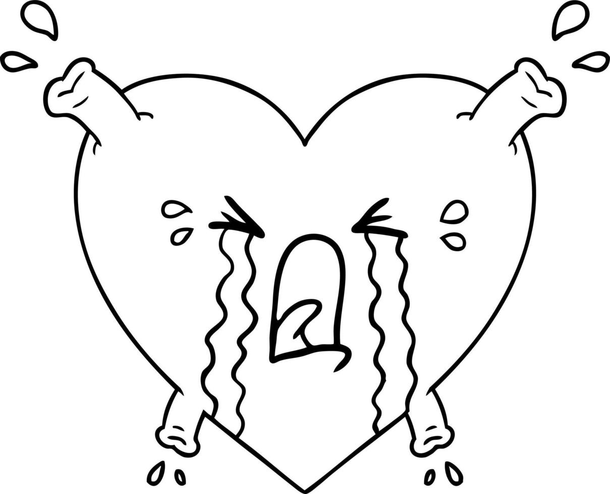 corazón de dibujo lineal de dibujos animados vector