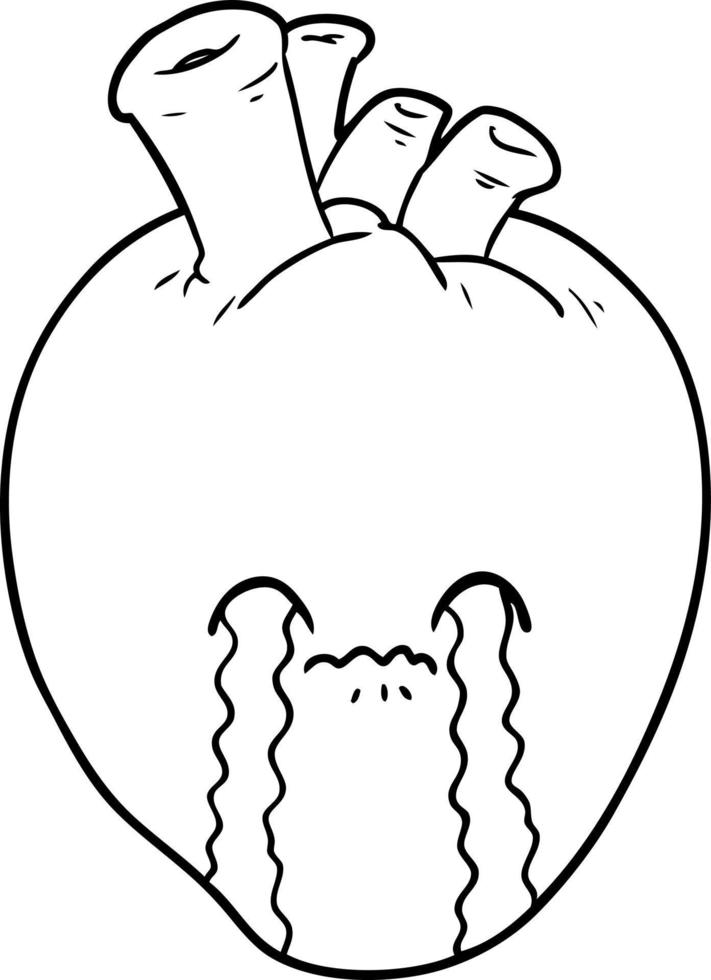 cartoon line drawing heart vector