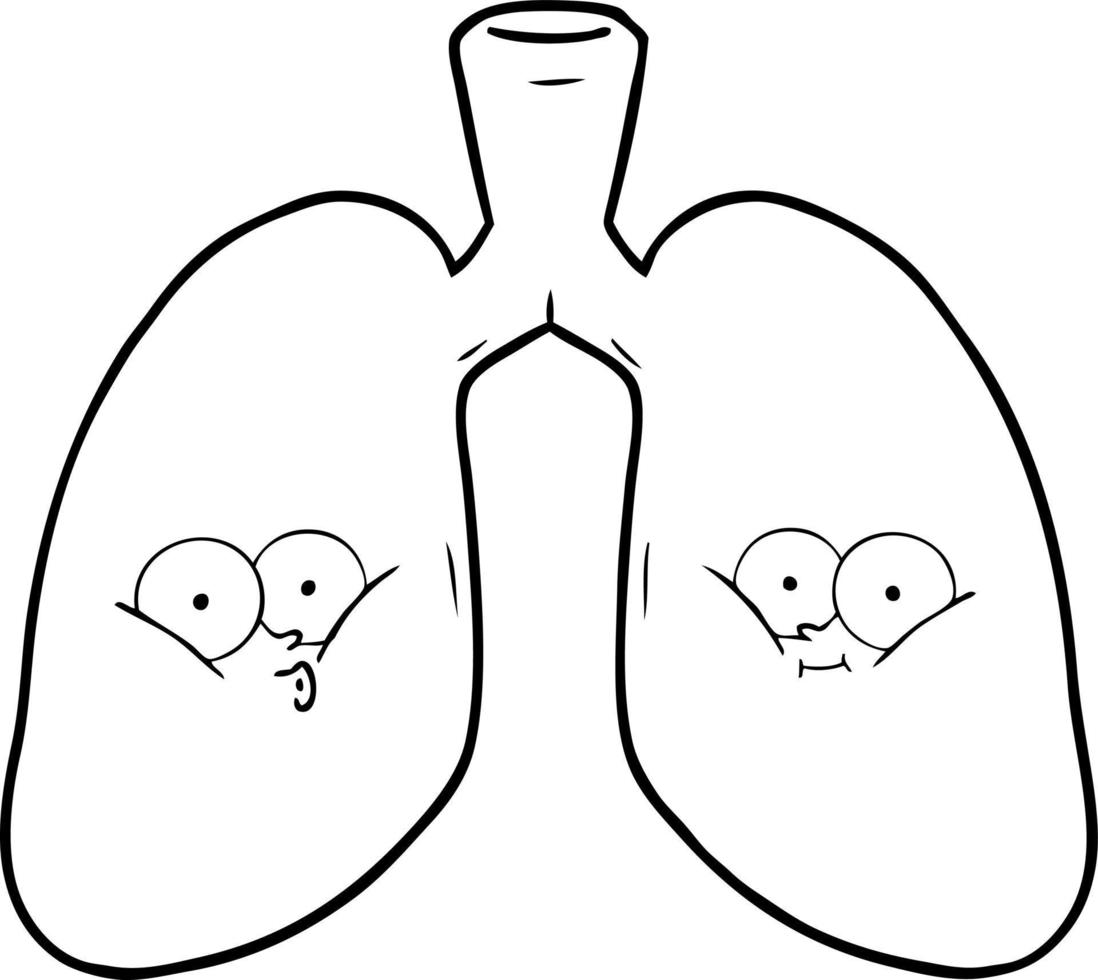 cartoon line drawing lungs vector