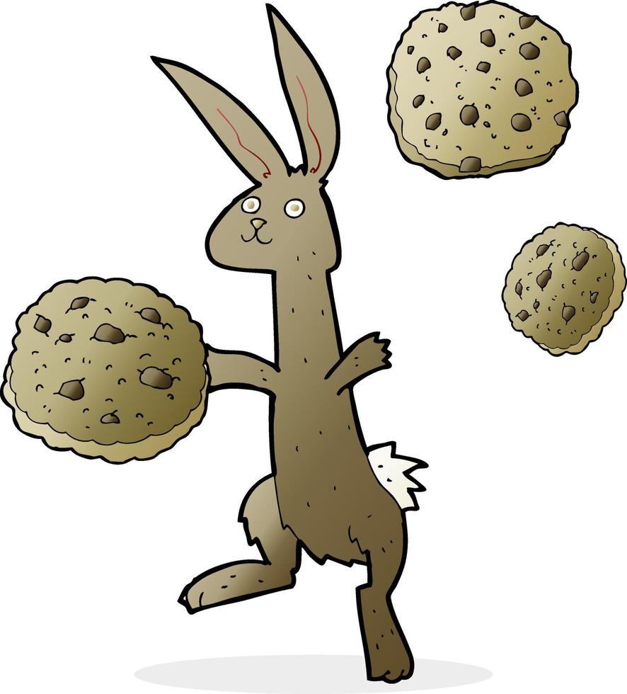 conejo de dibujos animados con galletas vector