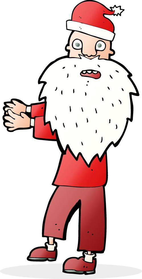 cartoon man in santa hat vector