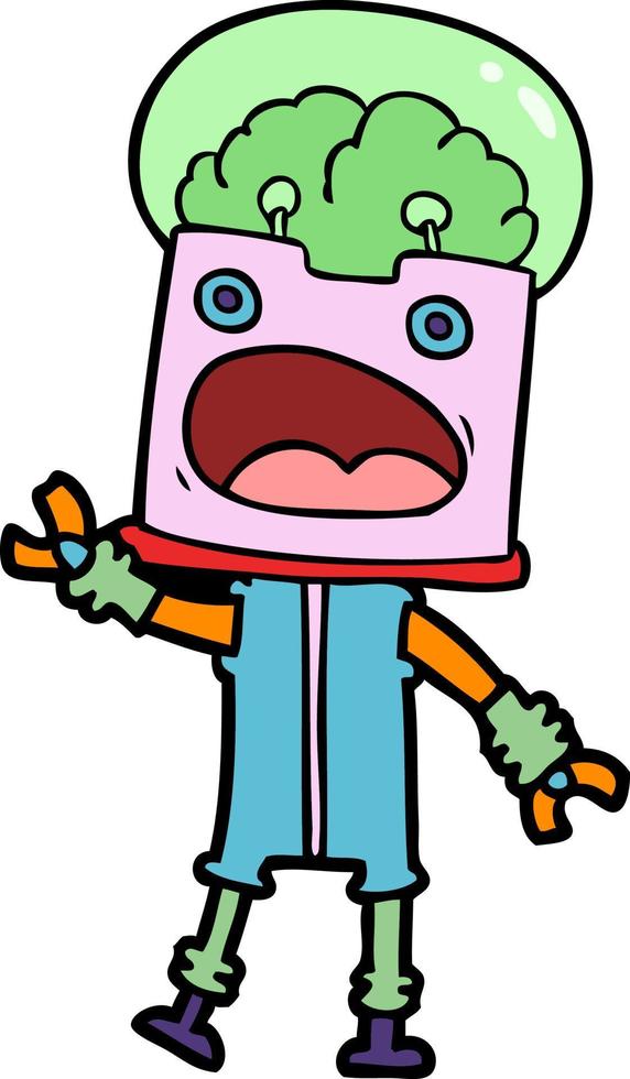 cartoon doodle character robot vector