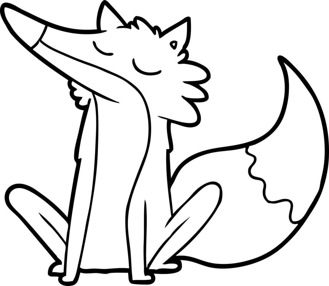 cartoon line drawing wolf vector