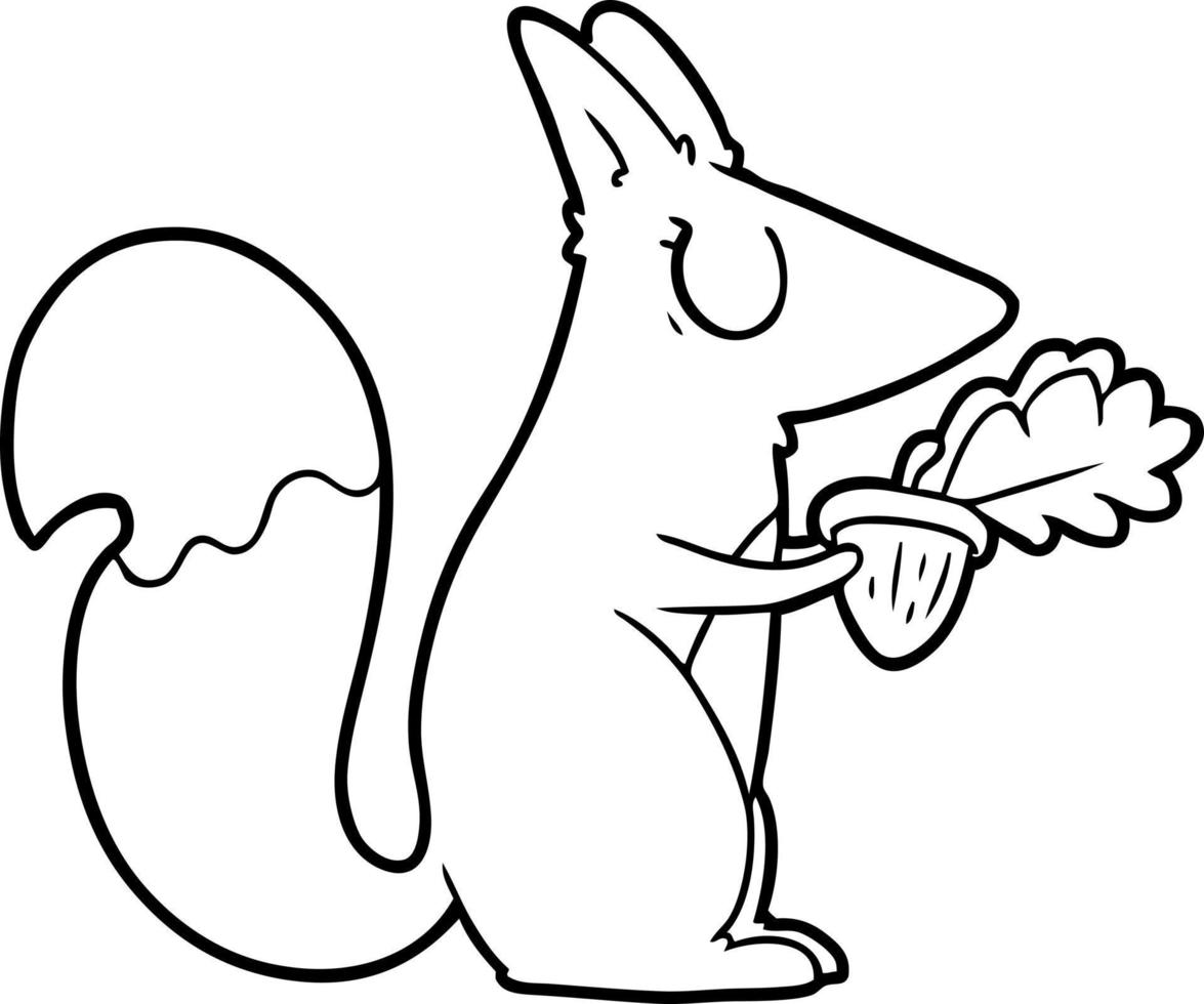 cartoon line drawing squirrel vector