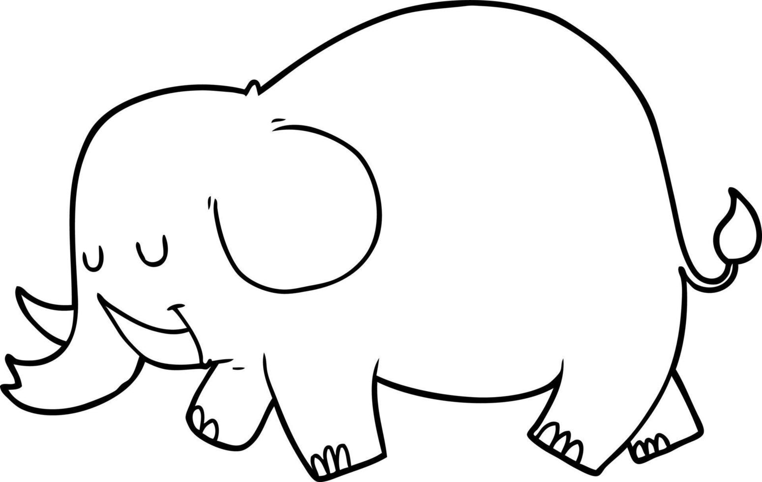 elefante de dibujo lineal de dibujos animados vector