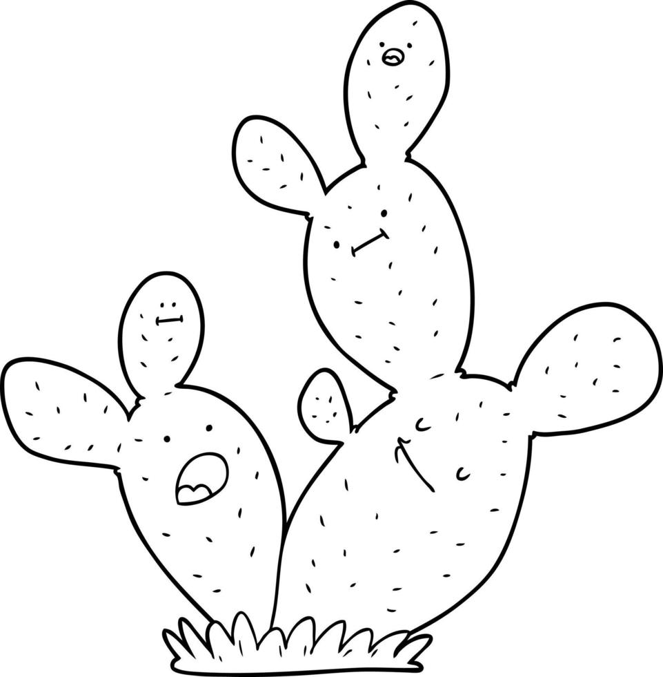 cartoon line drawing cactus vector
