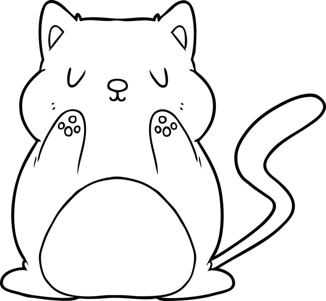 cartoon line drawing cat vector