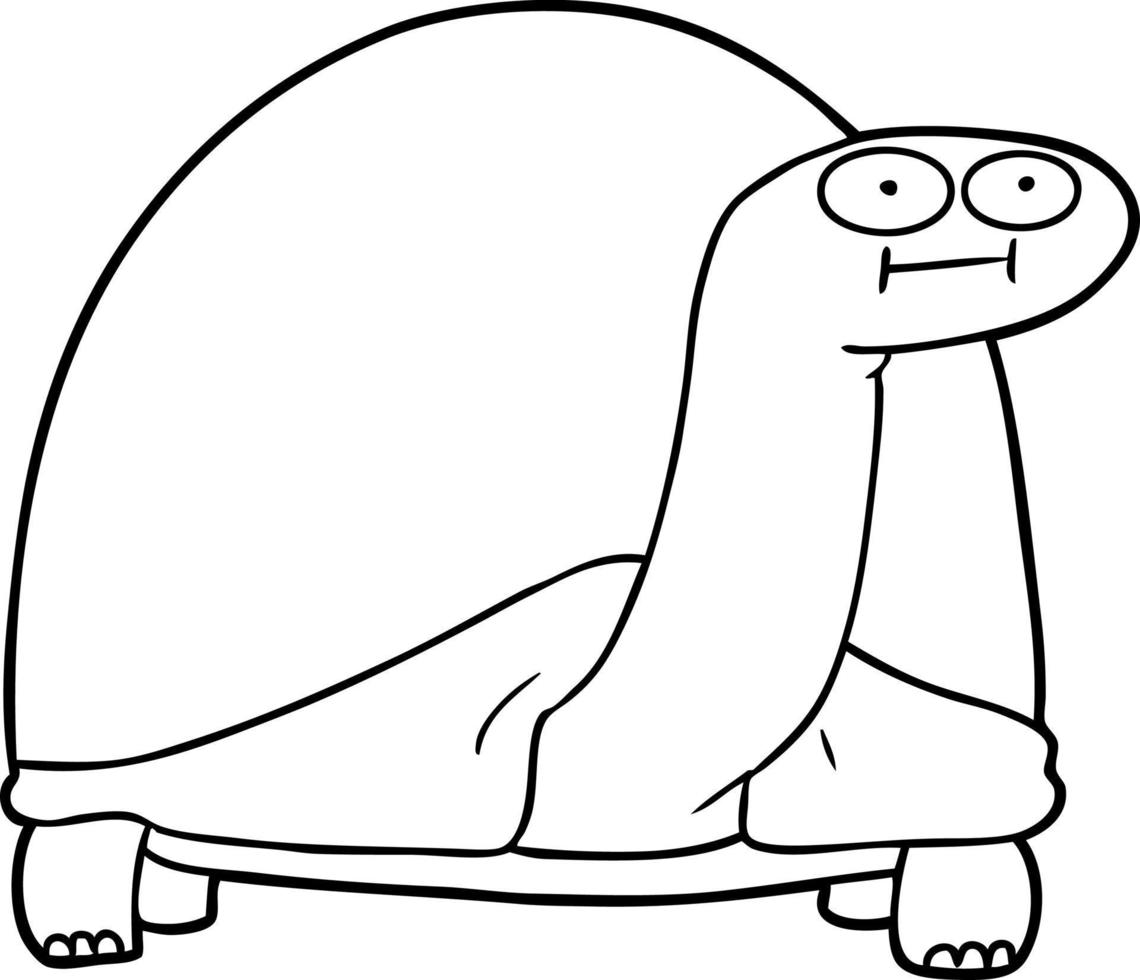 tortuga de dibujo lineal de dibujos animados vector