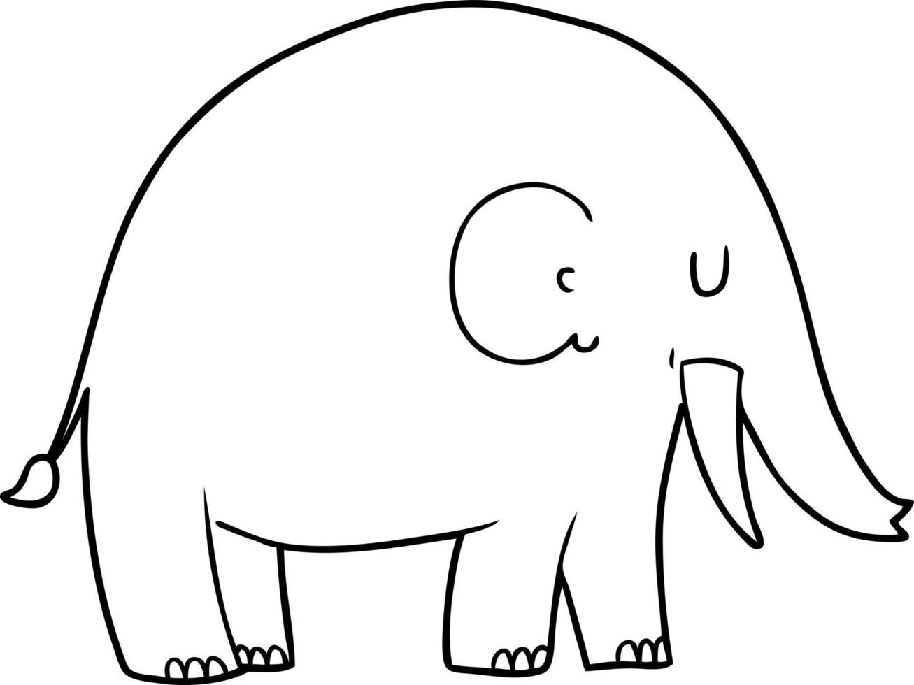 elefante de dibujo lineal de dibujos animados vector