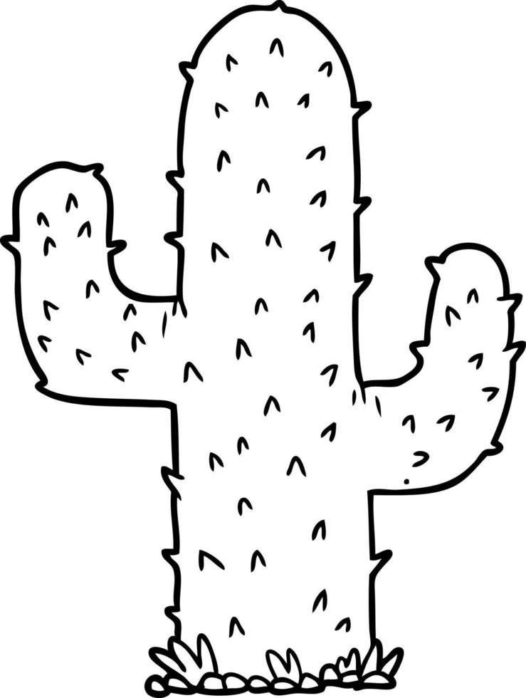 cactus de dibujo lineal de dibujos animados vector