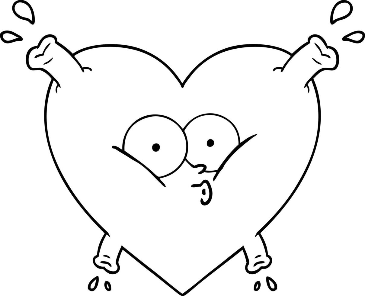 corazón de dibujo lineal de dibujos animados vector