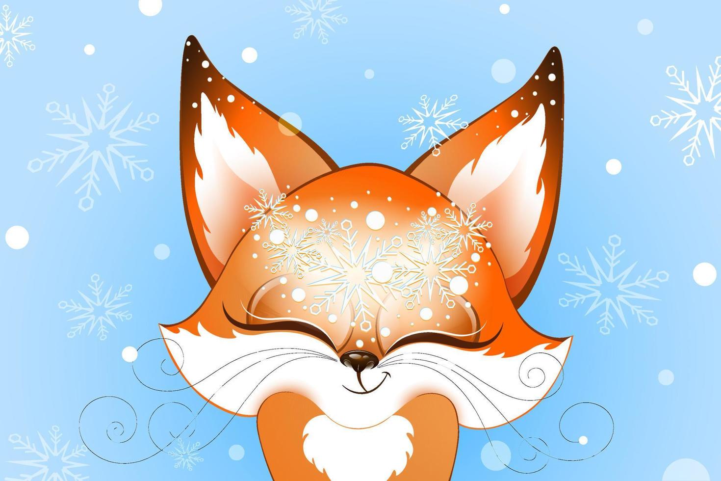 Fox close up winter vector