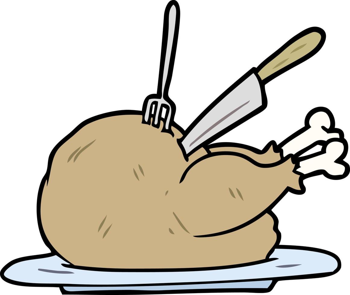 Vector roasted chicken in cartoon style