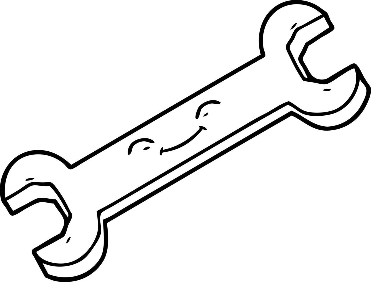 cartoon line drawing spanner vector