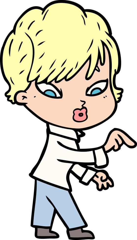 cartoon doodle character woman vector