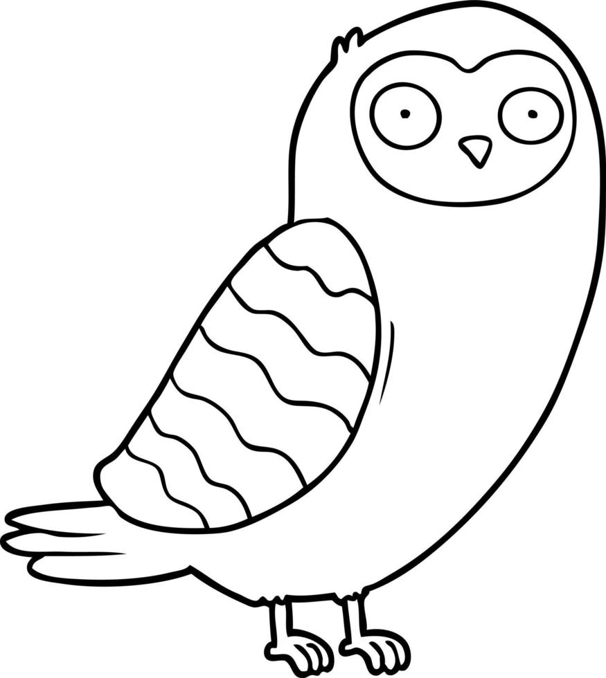cartoon line drawing owl vector