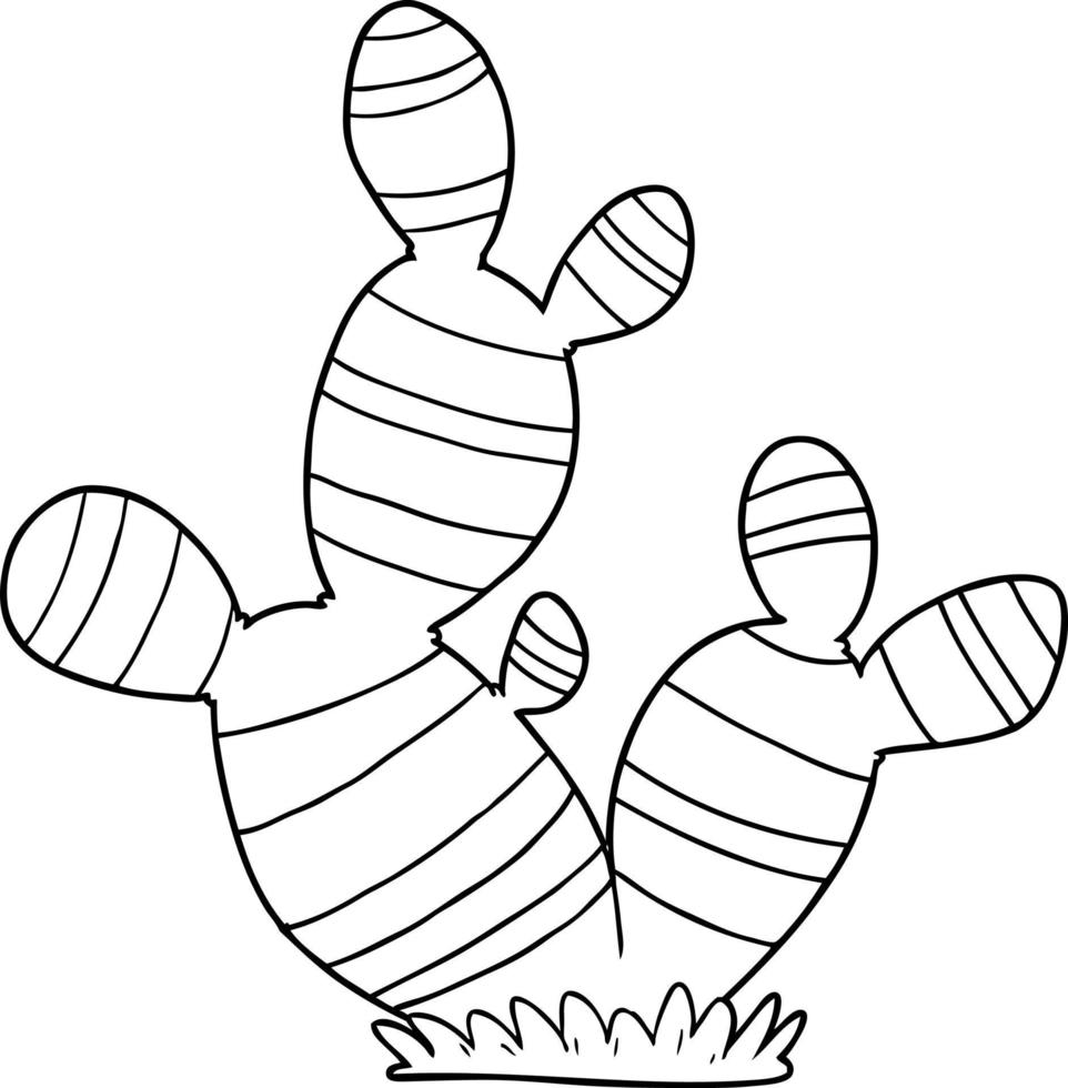 cartoon line drawing cactus vector