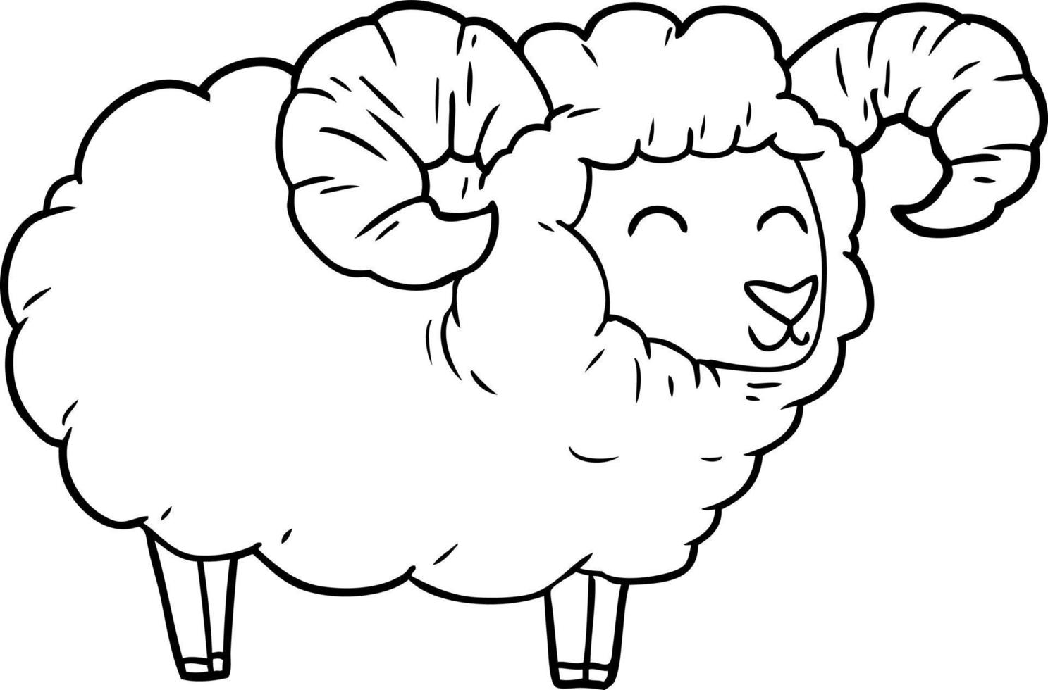 cartoon line drawing ram vector