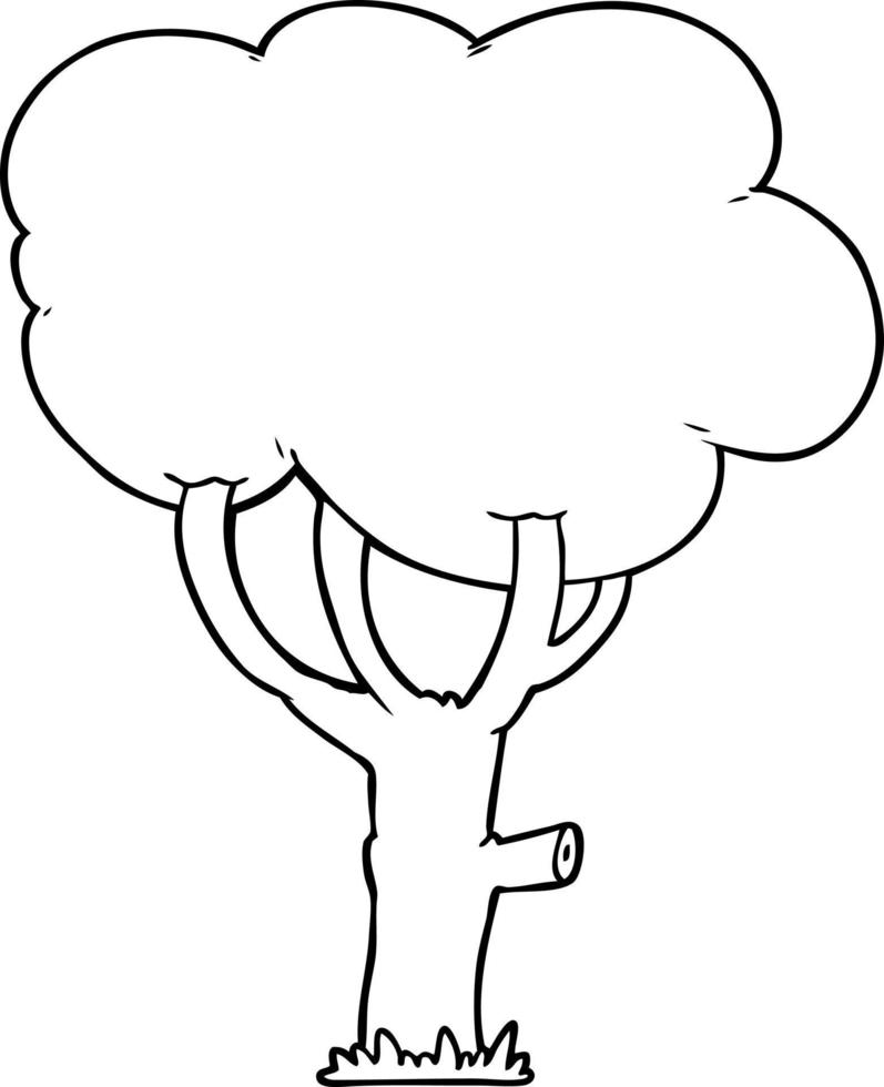 árbol de dibujo lineal de dibujos animados vector