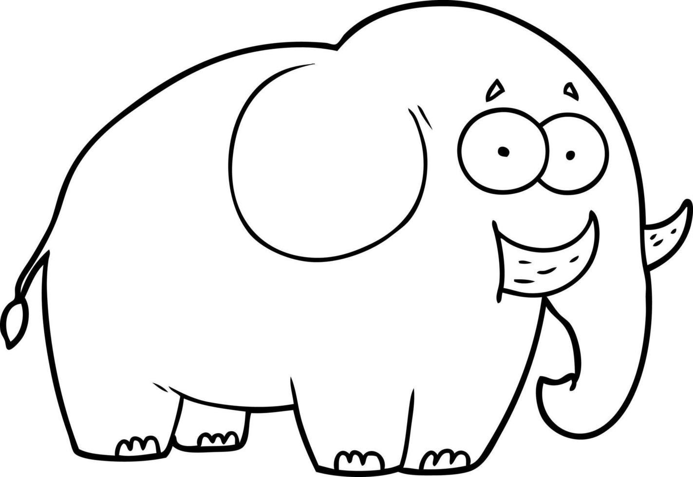 cartoon line drawing elephant vector